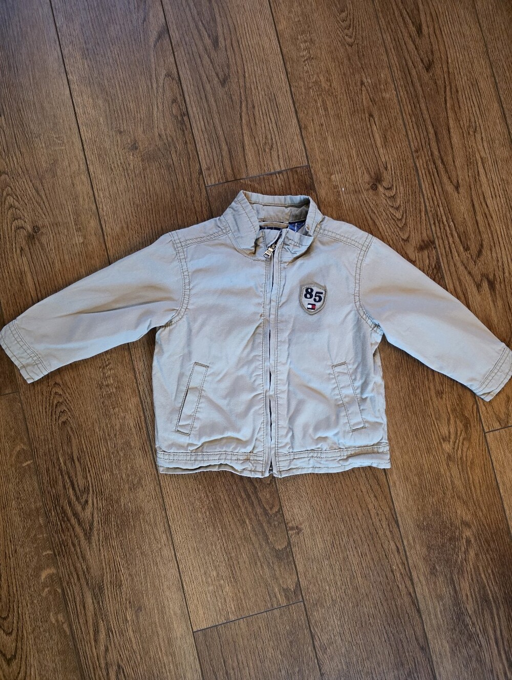 Tommy Hilfiger Khaki Kids Jacket with 85 Patch